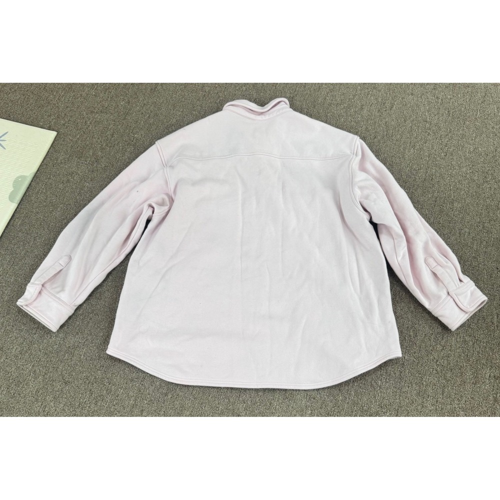 Skims Cotton Fleece Zip Front Shacket Pink Long Sleeve Jacket Womens Large - Picture 2 of 4